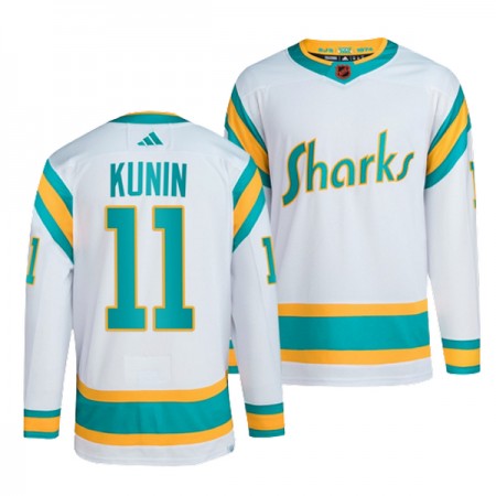 Miehille NHL San Jose Sharks Pelipaita Luke Kunin 11 2022-23 Reverse Retro 2.0 Valkoinen Authentic